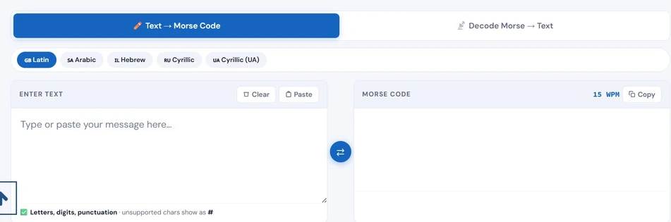 Advanced Morse Code Translator User Interface