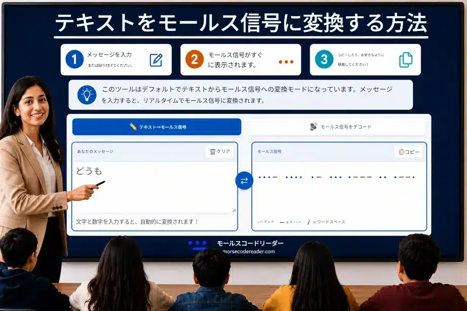 テキストをモールス信号に変換する方法 - メッセージを入力すると即座に変換されます