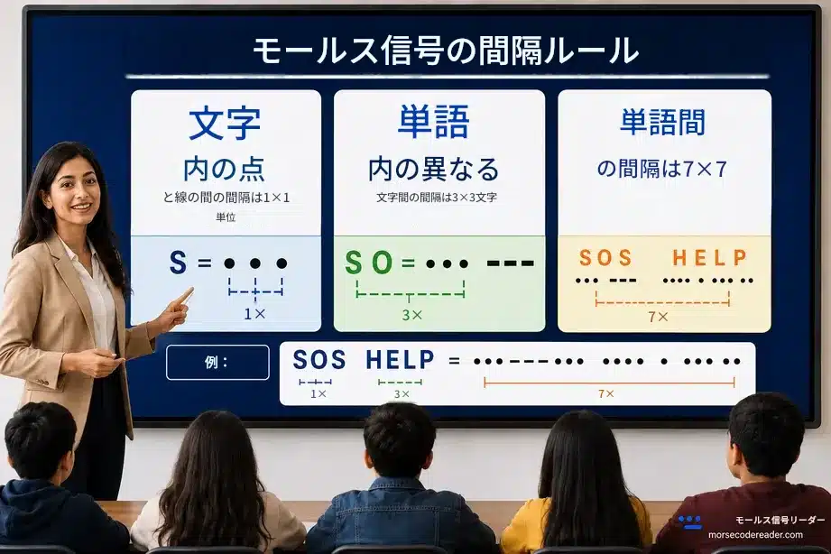 モールス信号スペーシングルール情報図