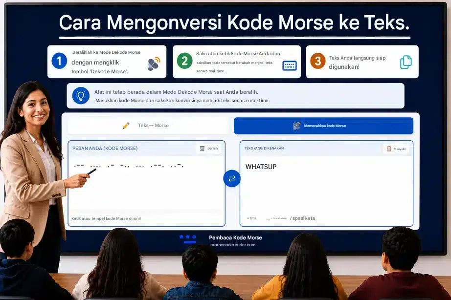Konversi Kode Morse ke Teks - Ganti ke mode decode dan masukkan kode Morse