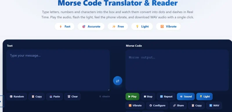 Morse Code Translator & Reader Features and User Interface